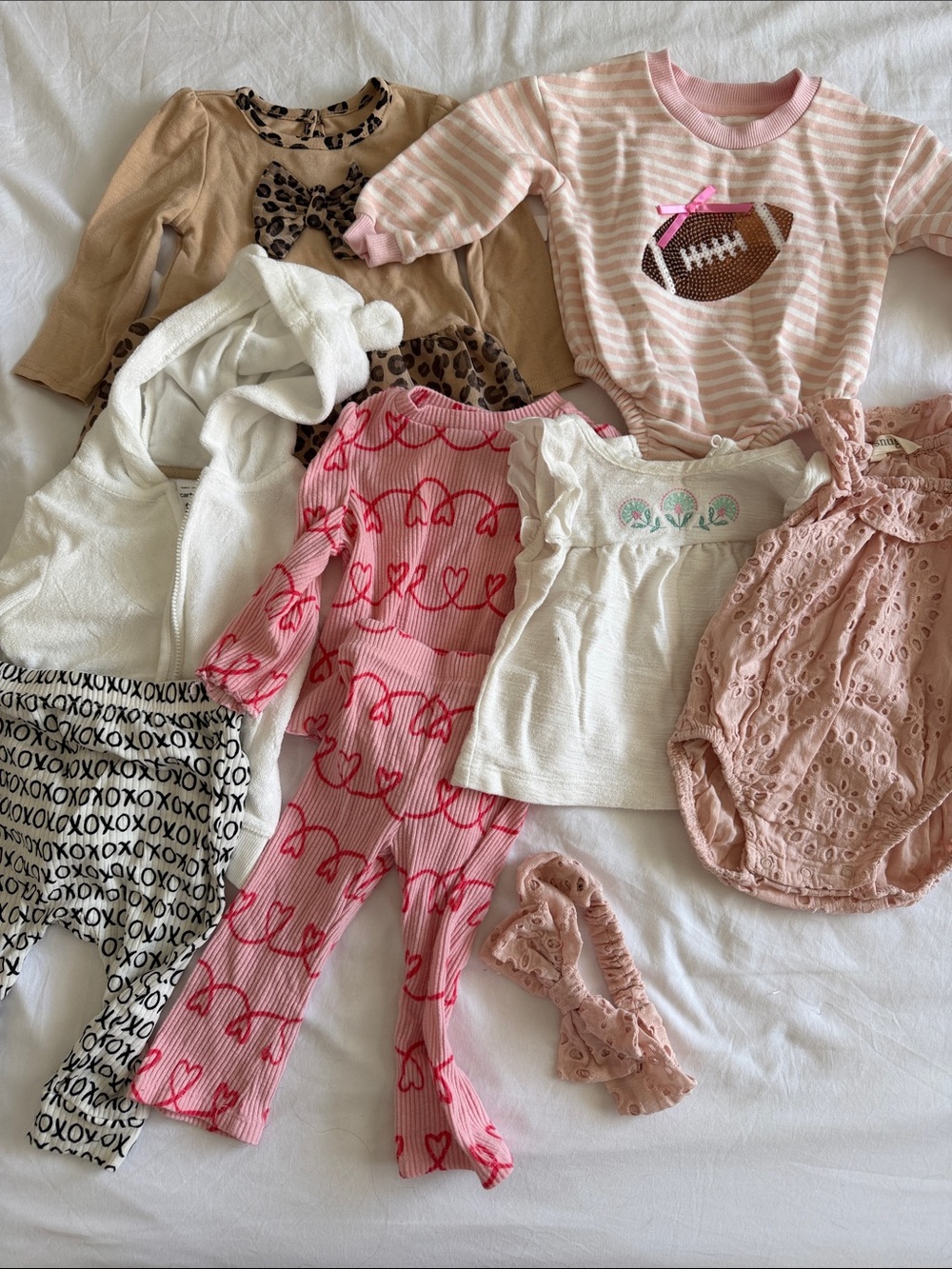 Baby Girl Mixed Outfit Bundle - Pink, Cream & Tan Pieces